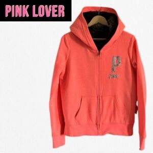 Y2K Victoria Secret Pink Faux Fur Peach Neon
Bedazzled Zip-Up
